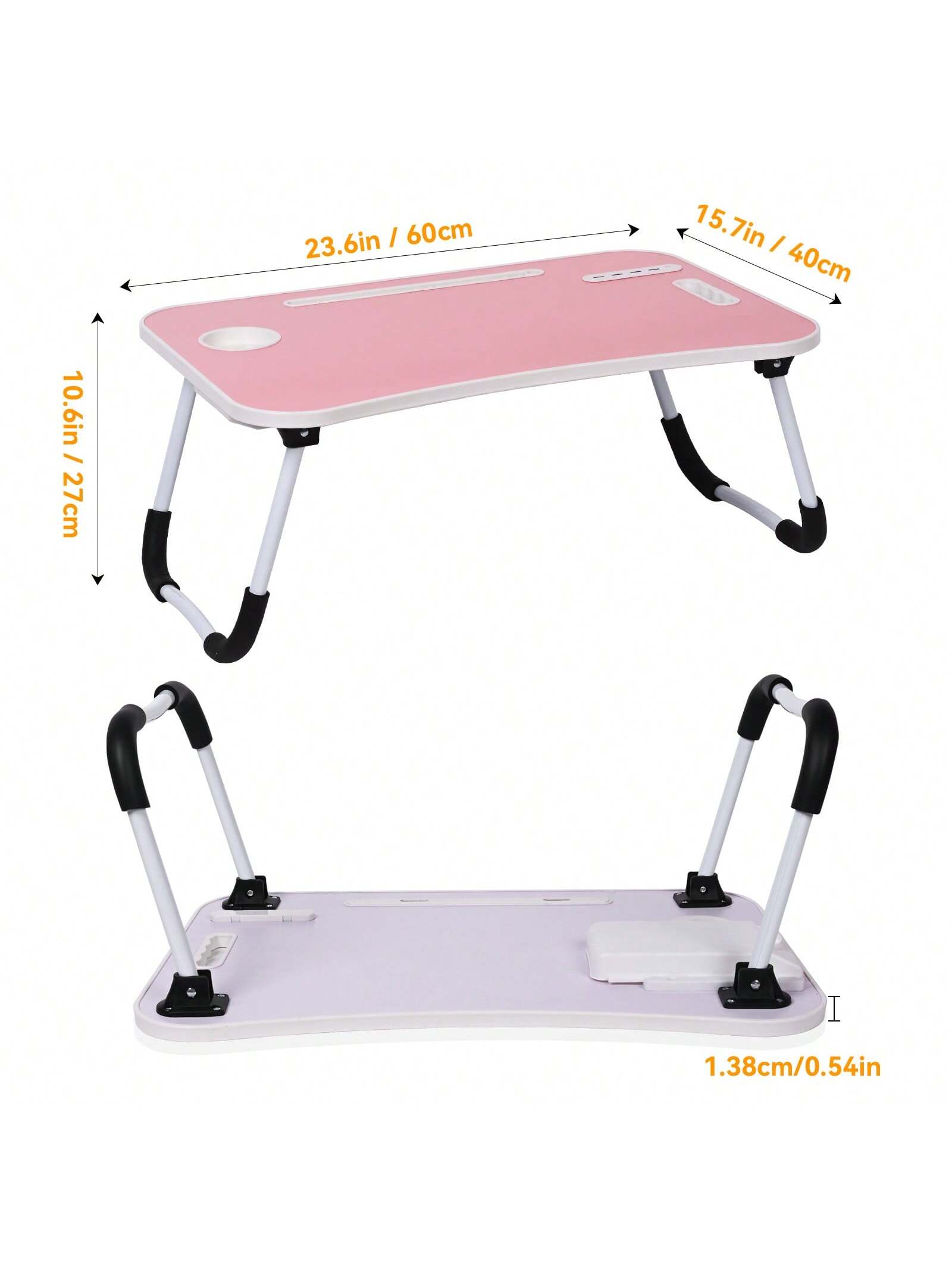 Laptop Bed Desk, Portable Foldable Laptop Table with USB Charging Port, Cup Holder & Storage Drawer, Lap Desk Tray for Bed, Sofa & Floor, Writing, Reading, or Eating