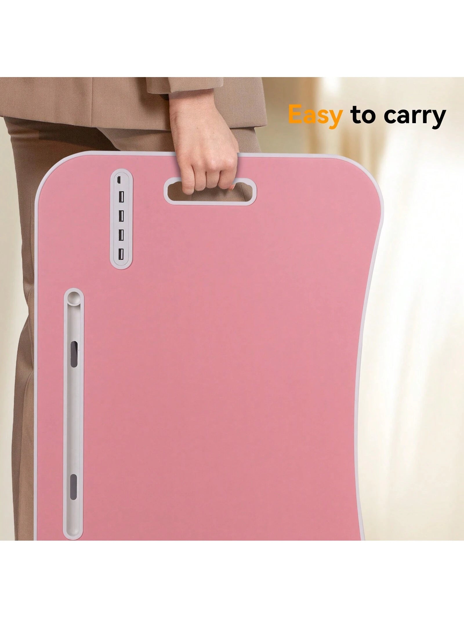 Laptop Bed Desk, Portable Foldable Laptop Table with USB Charging Port, Cup Holder & Storage Drawer, Lap Desk Tray for Bed, Sofa & Floor, Writing, Reading, or Eating